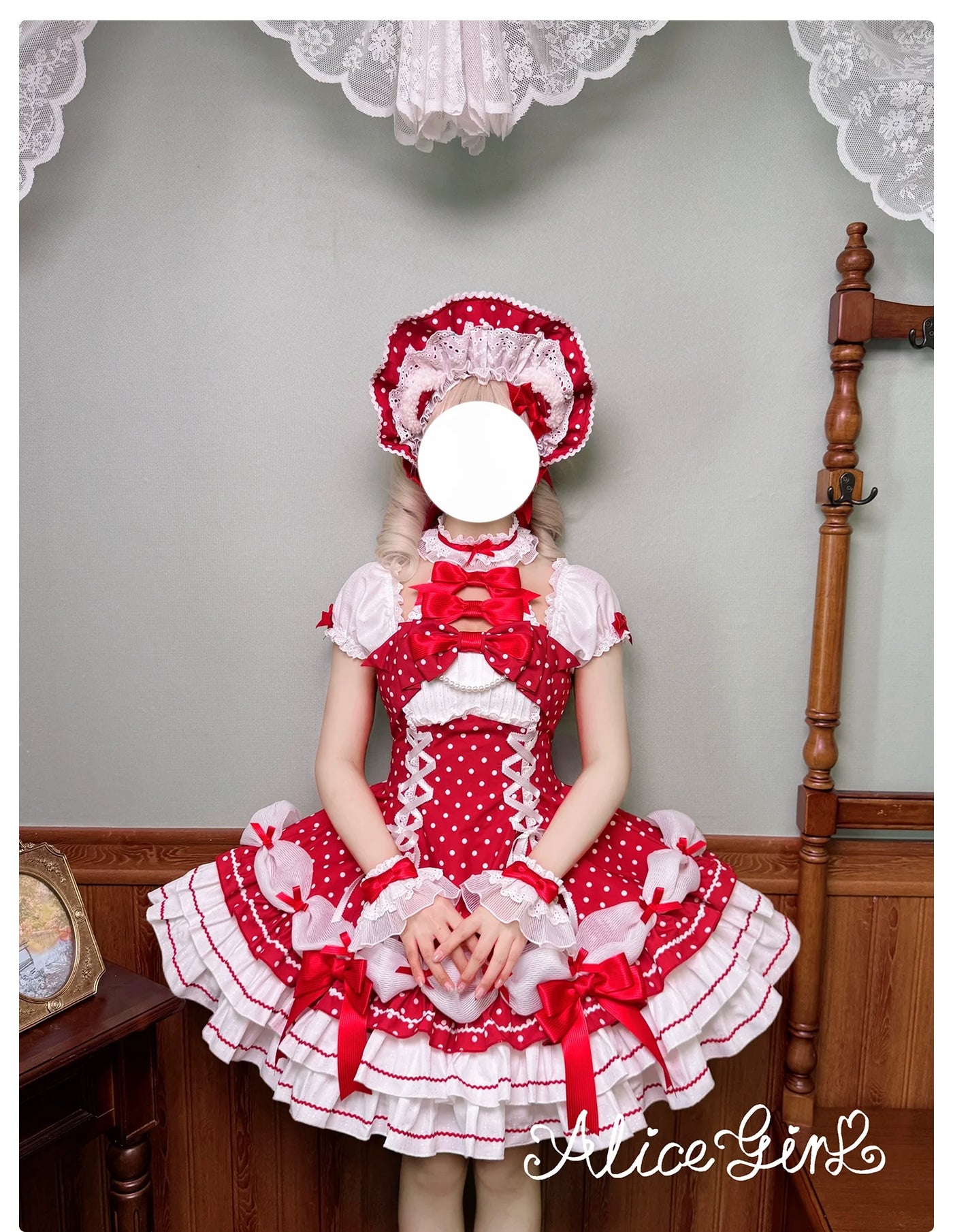 Alice Girl - Old School Lolita Halter Neck OP - Dress, Polka Dot Accent OP Dress