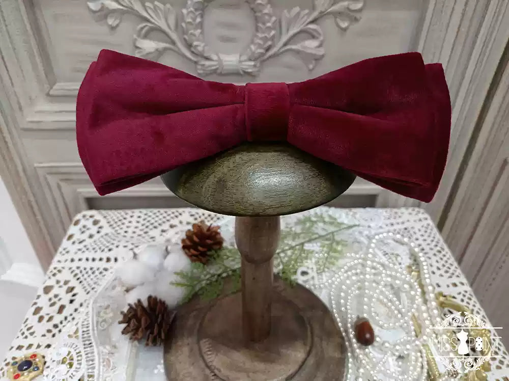 Miss point - Rose Silhouette - Lace Bow KC Lolita Accessories burgundy KC