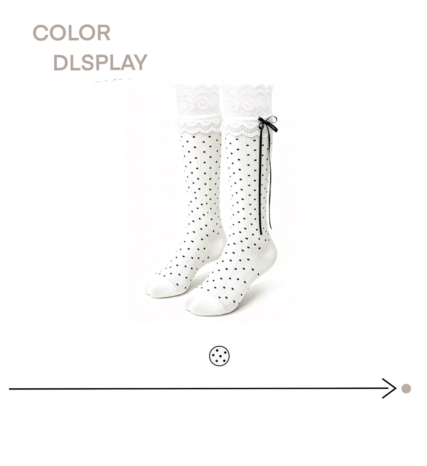 White Socks white mid-calf socks with black polka dots and lace cuffs