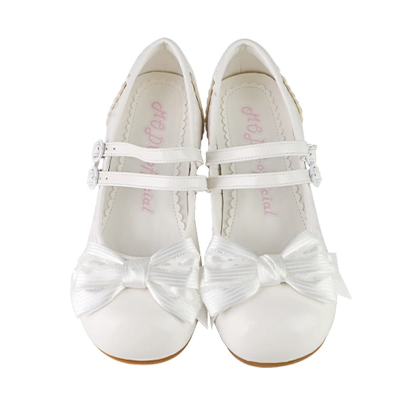 MODO Triple Sakura Triple-Bow Lolita Shoes – White – view 7