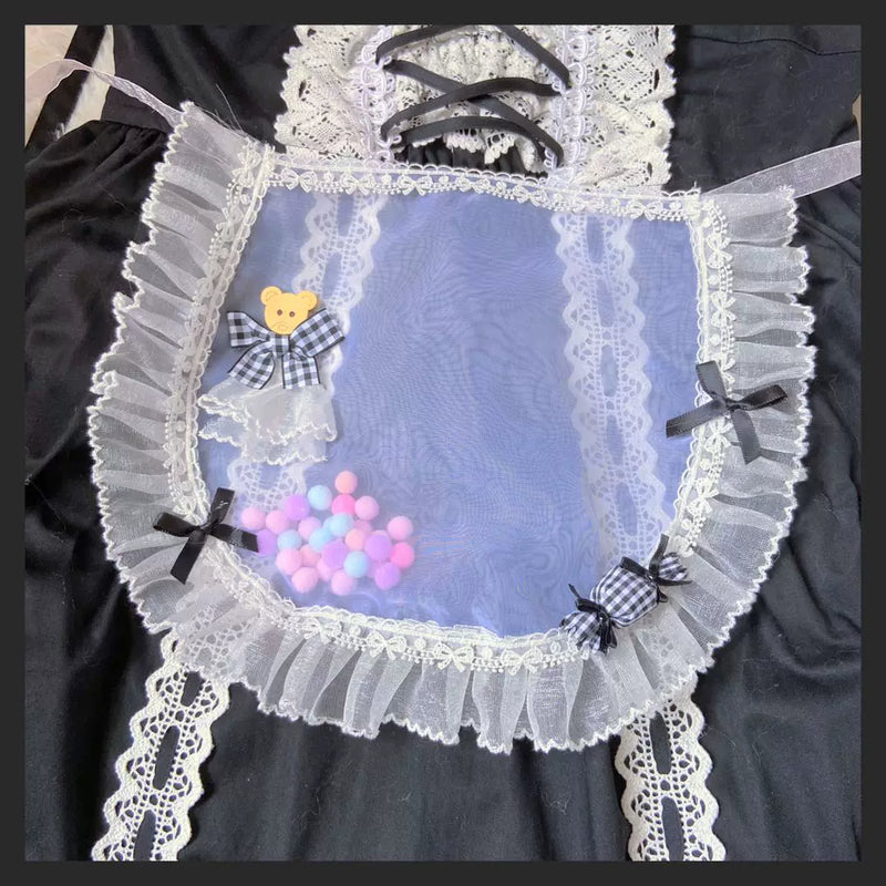 Bear doll - Kindergarten Bear - One-size apron with lace trim