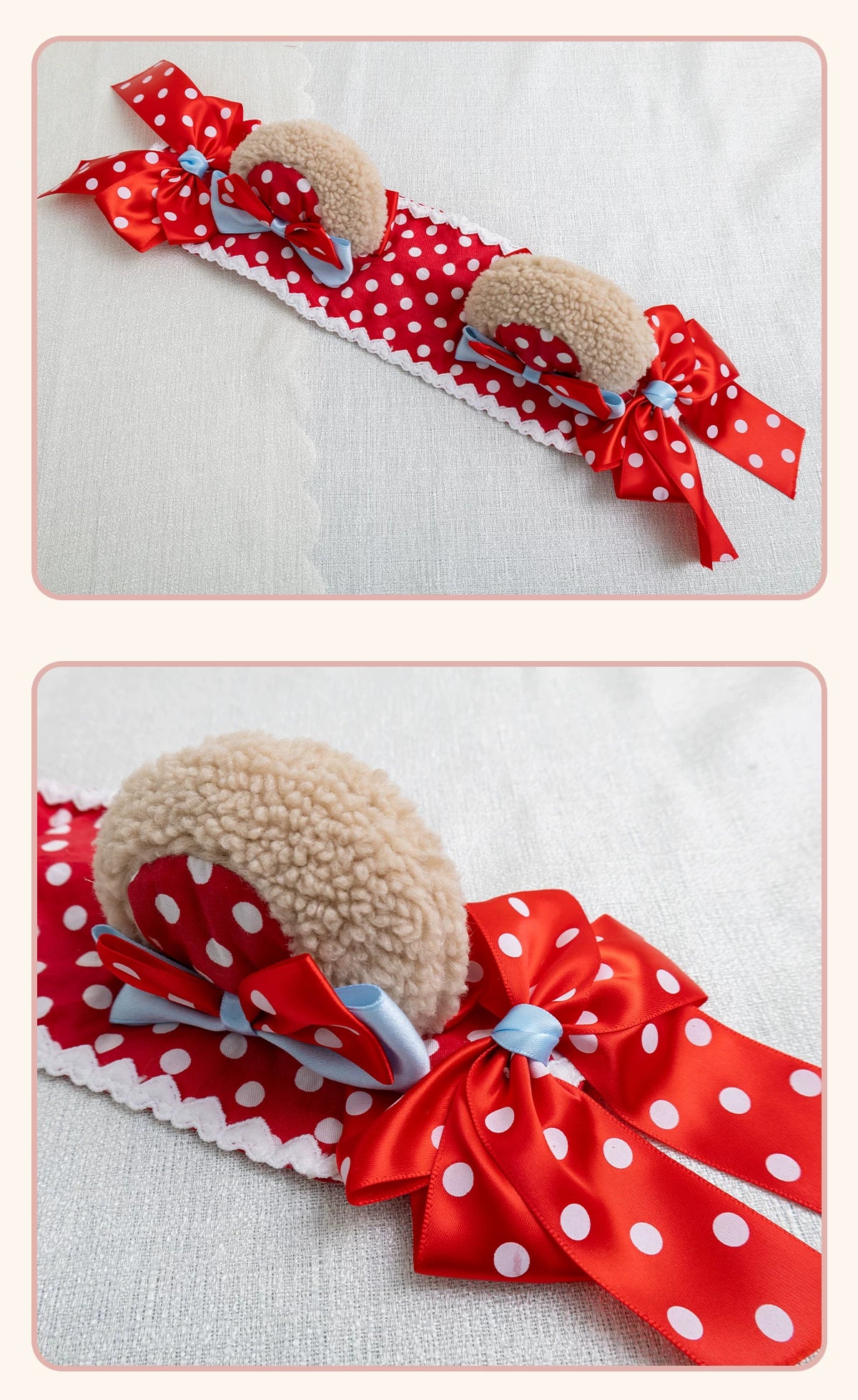 Stardust Rose - Strawberry Polka Dot - Six-Style Headwear Selection with Ice-Blue Ribbons