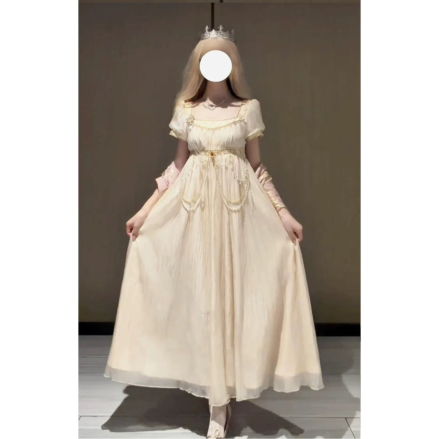 Creamy - Gilded Court Empire - Gilded Gold-Colored Lolita Dress with a Waist Chain