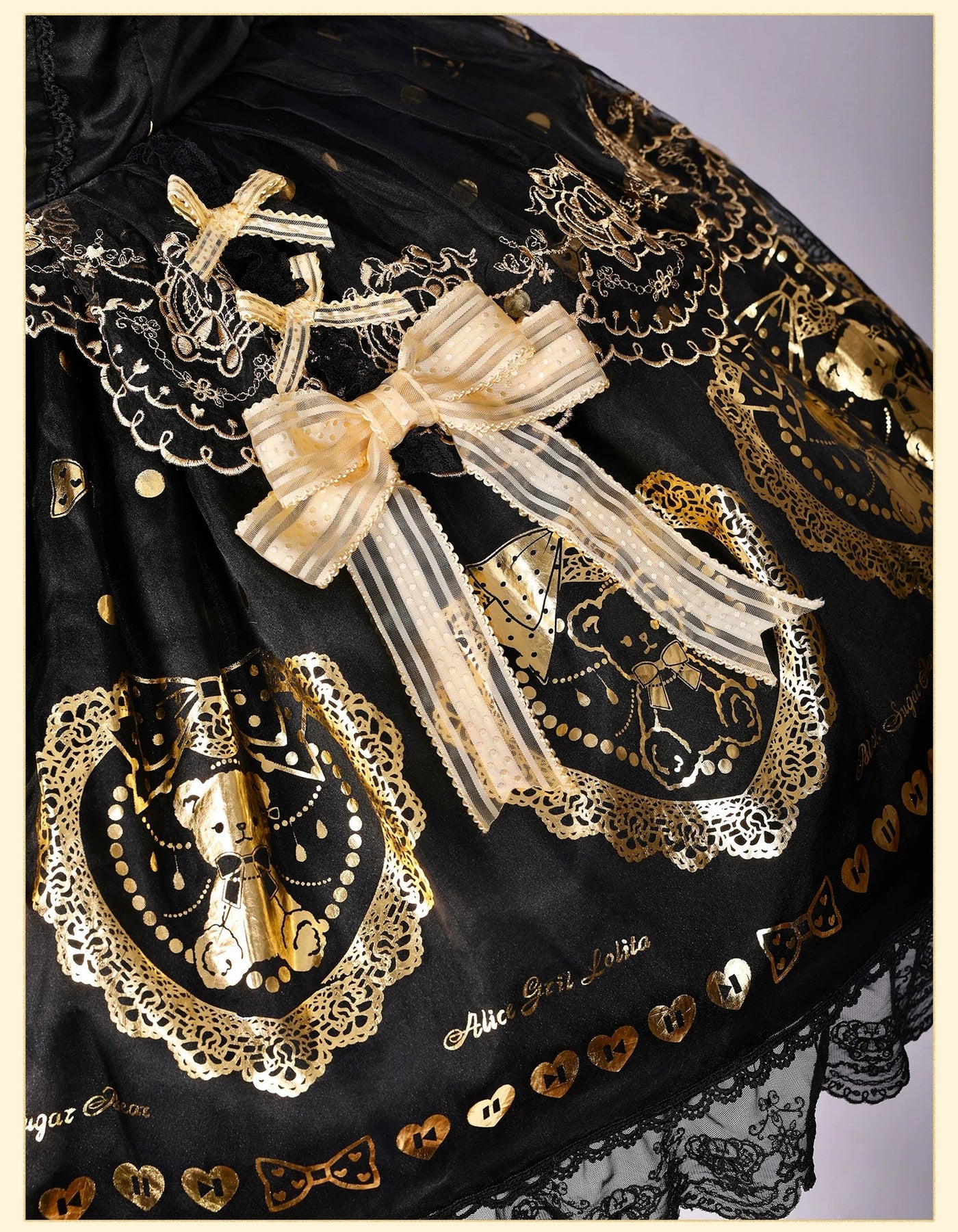 Alice Girl - Brown Sugar Bear - Old School Lolita OP & Halter Dress, Bear Print