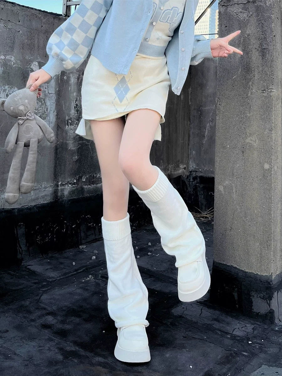 Floral Milk Cat - Harajuku Slouch - Leg Warmers with Built-In Elastic and Contrast Options - option image