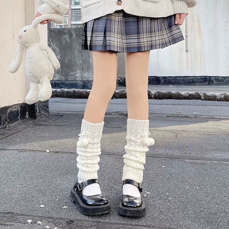 Floral Milk Cat - Pom-Pom Knit - 40 cm Knit Sock Covers with Pom-Pom and Plain Options