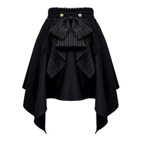 Mr. Yi's Steam Continent - Steam Continent - Gothic Lolita Skirt with Striped Bow and Irregular Hem - black / M