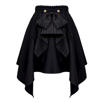 Mr. Yi's Steam Continent - Steam Continent - Gothic Lolita Skirt with Striped Bow and Irregular Hem