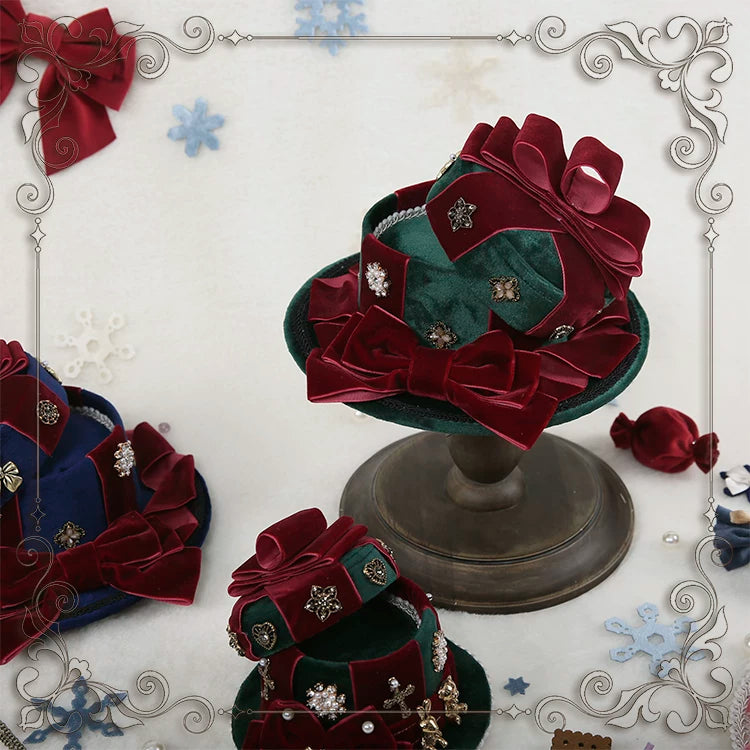 Star Box - Christmas Magic Box - Velvet Gift-Box Top Hat with Bow Trim