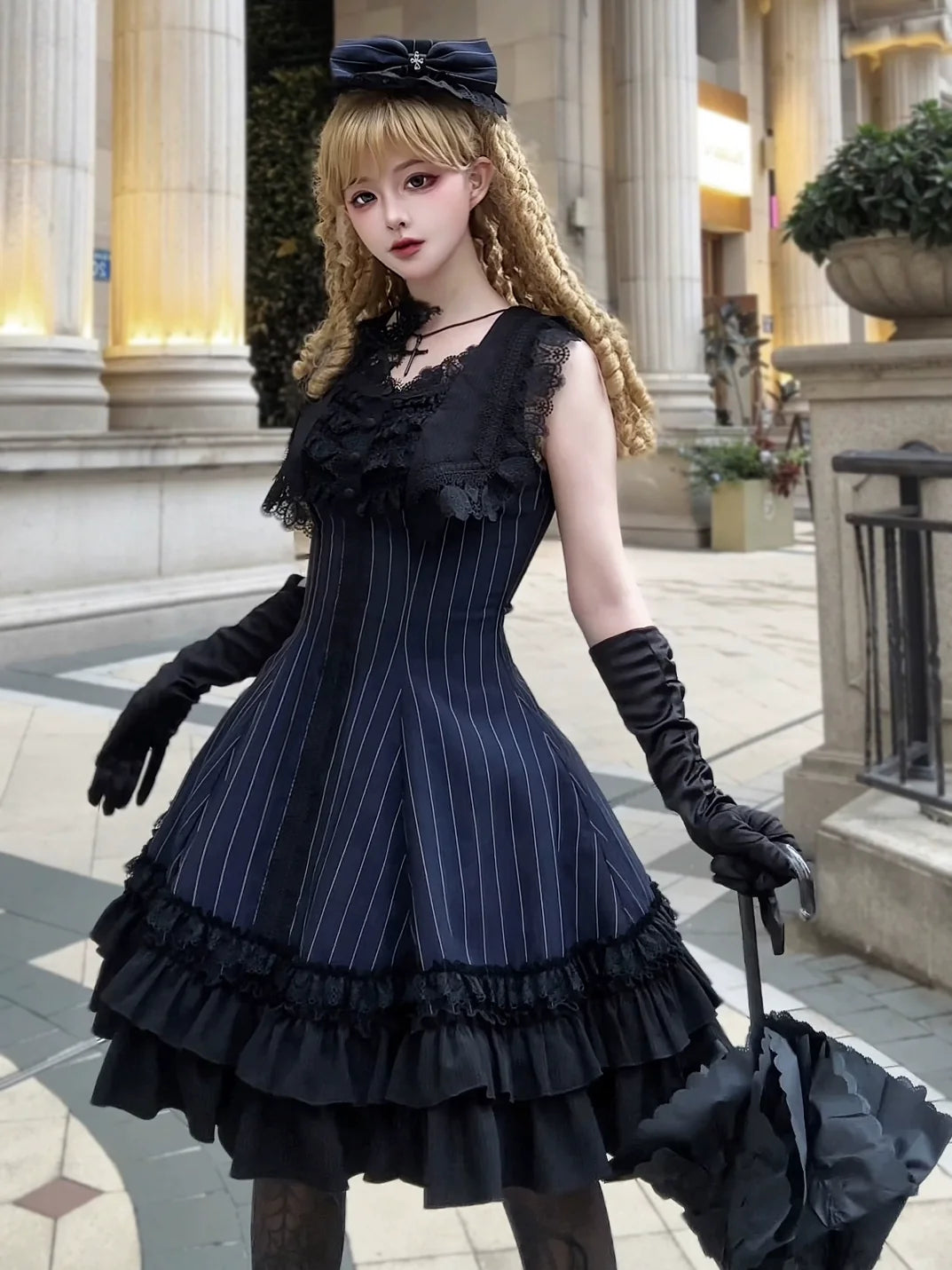 MILU ORIG - Six-Panel Gothic Lolita JSK Dress - Tiered Ruffles JSK Dress