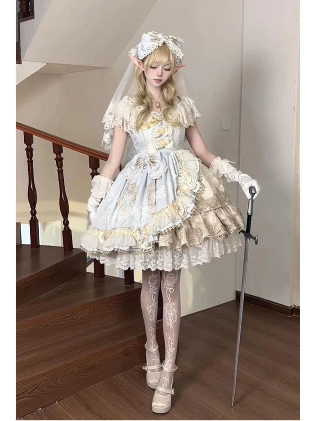 Creamy - Lolita's Heart - Lolita Dress Set with Lace Ruffles