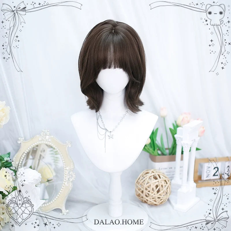 Dalao Home - Daily Short Lolita Wig With - French-Style Shoulder-Length Wavy Wig
