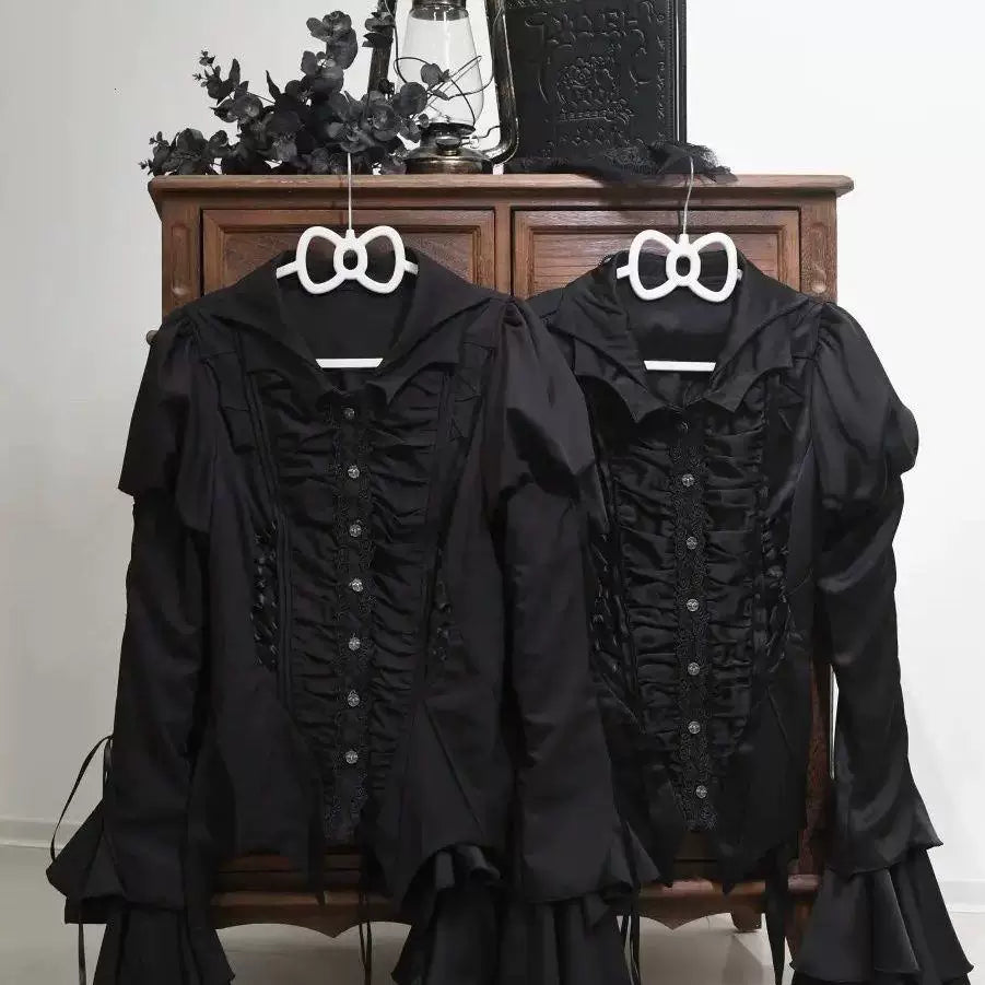 Sweetheart Dream Machine - Endless Night - Asymmetric Batwing-Sleeve Gothic Blouse