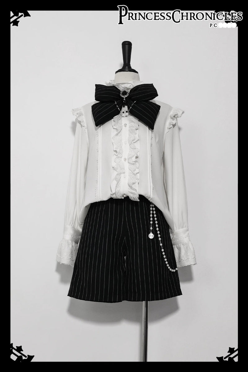 Princess Chronicles - Rabbit Theater - Ouji Lolita White Blouse and Striped Shorts Set