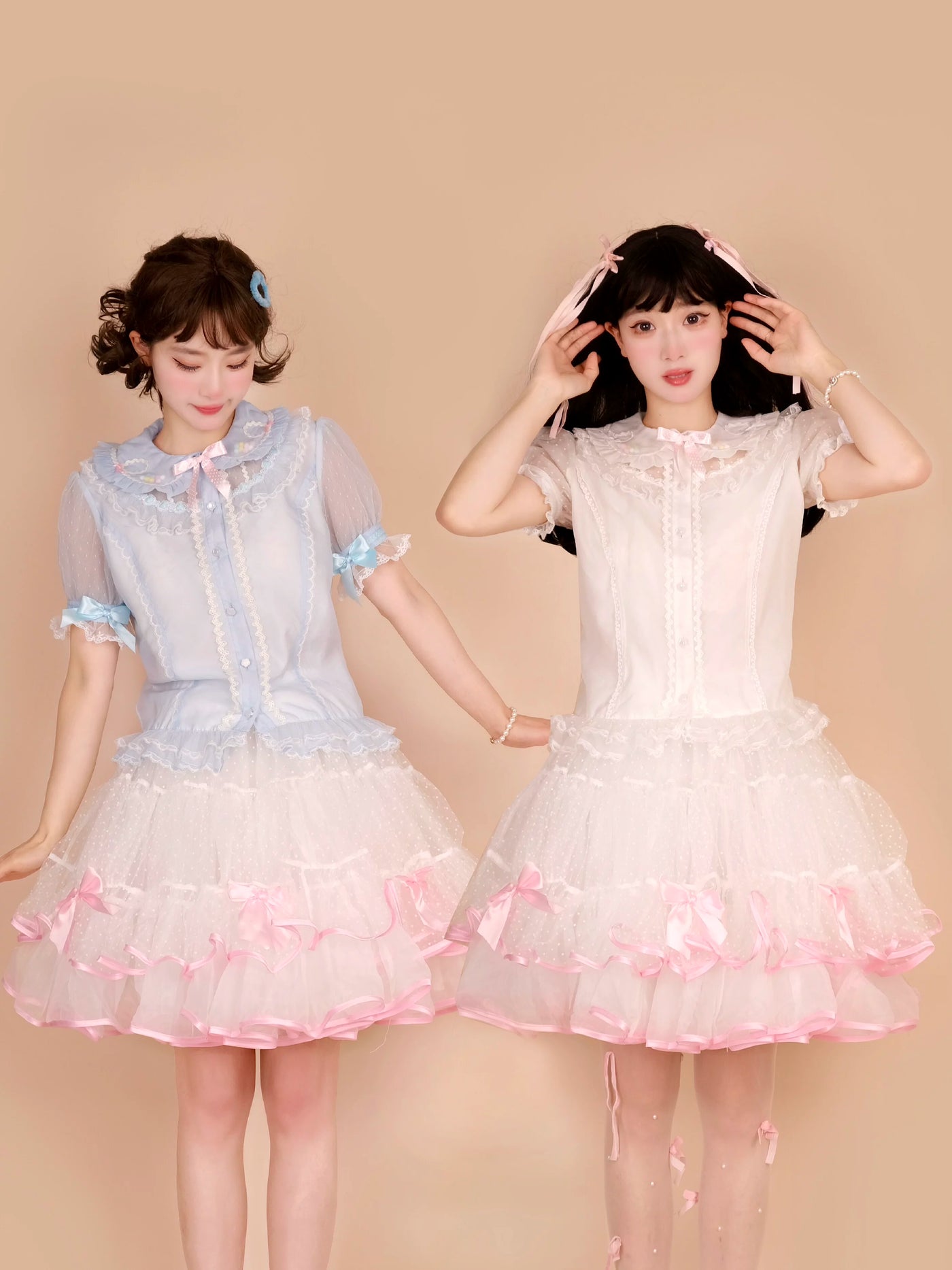 Galette Bunny - Jelly Pop - Short-Sleeve Blouse with lace ruffles
