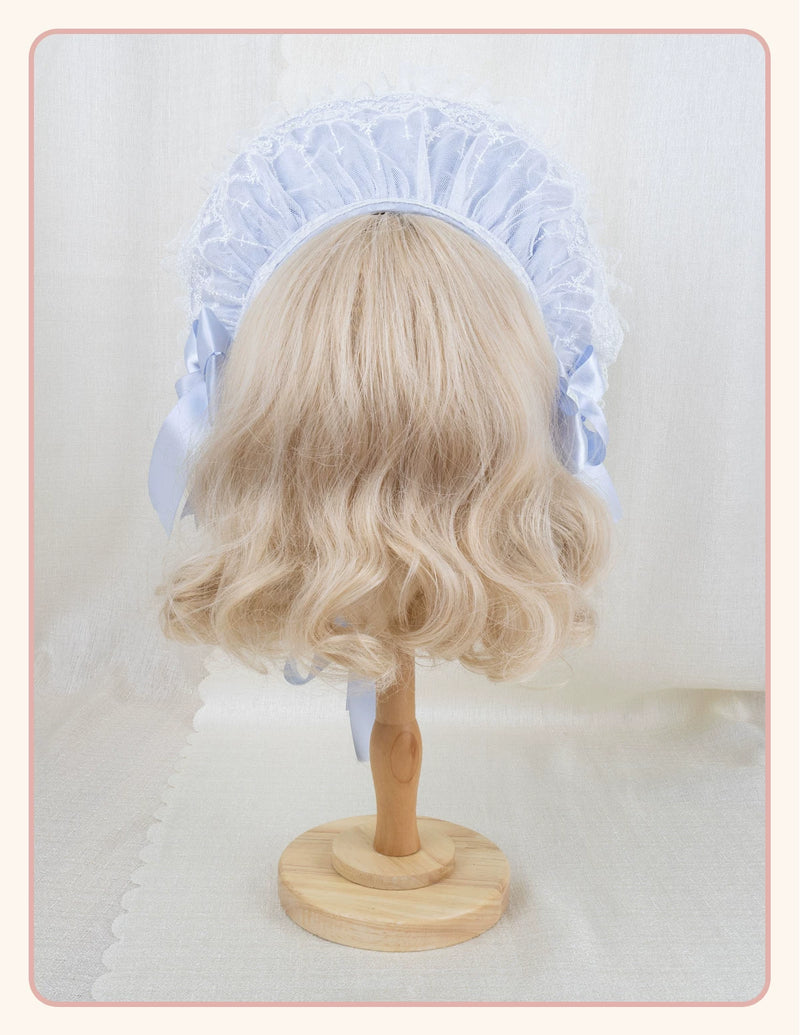 Stardust Rose - Pearl Rose Garden - Bonnet-Style Flat Hat with Rose Florals
