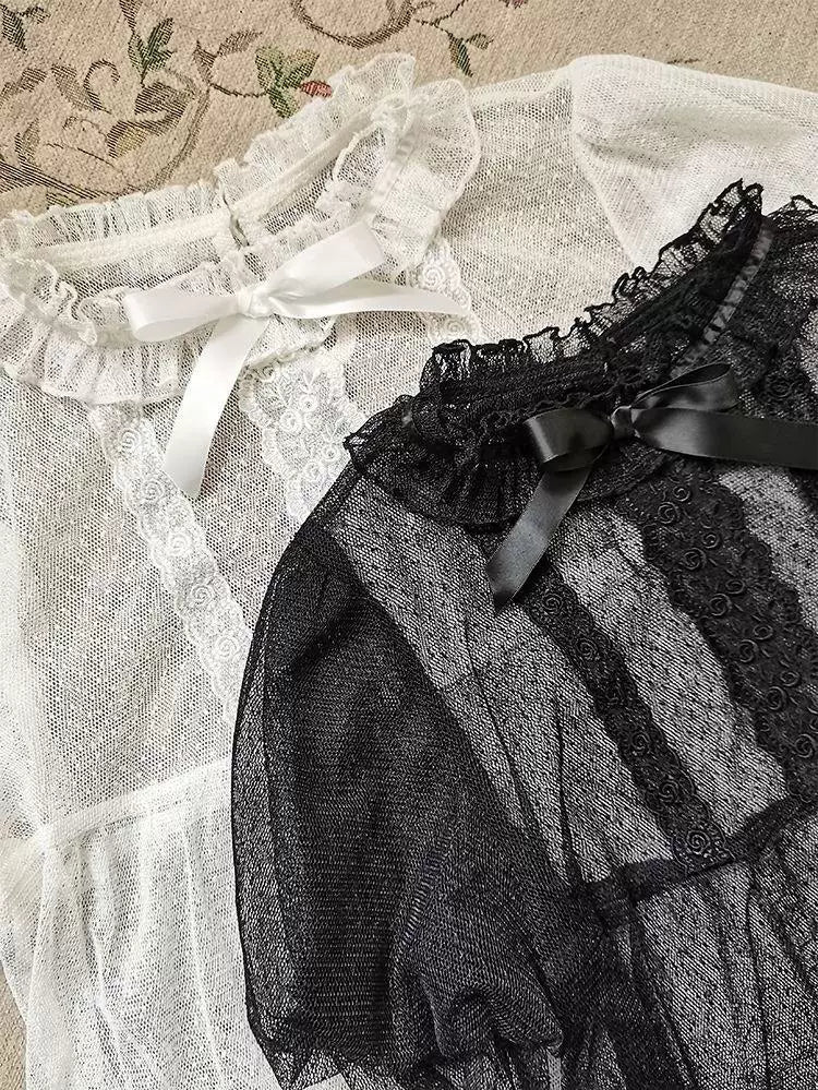 Sweetheart Dream Machine - Concerto - Lolita Top with Puff Sleeves and Lace-Mesh Sleeves