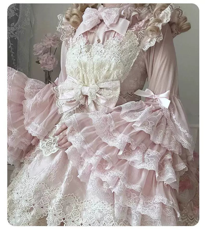 Sweetheart Dream Machine - Pegasus Paradise - Long-Sleeve Blouse with a Lace-Trimmed Bow Bib