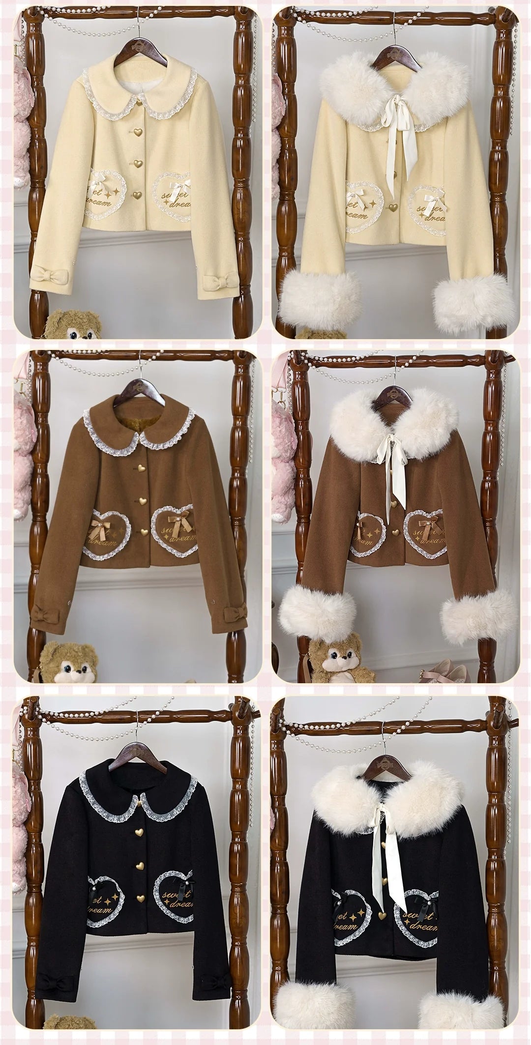 Dream Magic Box - Milk Puff - Sweet Lolita coat with a lace-trimmed Peter Pan collar - product detail 6