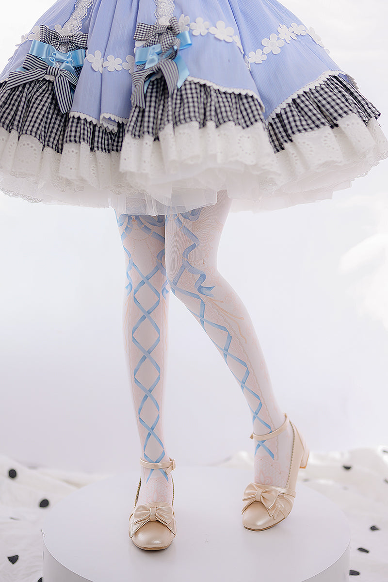 Roji Roji - 120D Velvet Sweet Lolita Printed - Tights Socks
