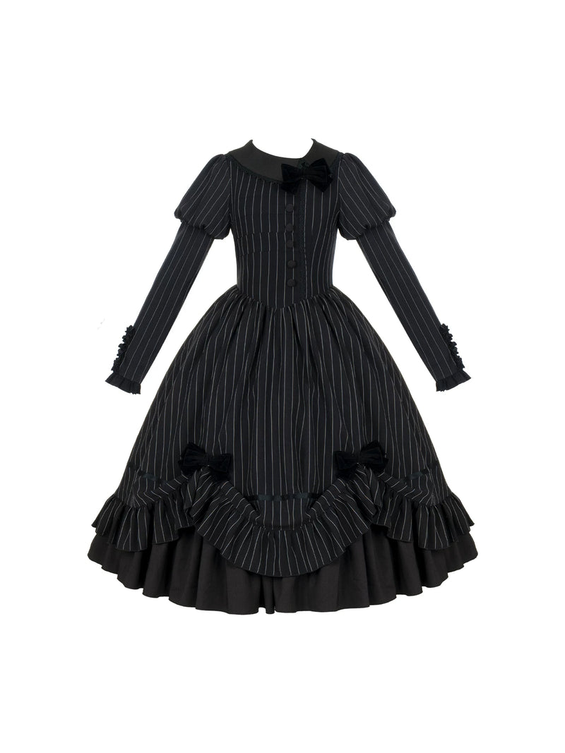 With PUJI - Silence Tonight - Classic Lolita OP Dress, Ruffle Trim detail view 5