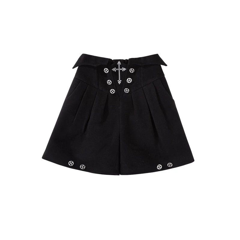 Matutu - Nightfall - Ouji Lolita Set with Bat-Wing Cape and Diamond Cutout Blouse