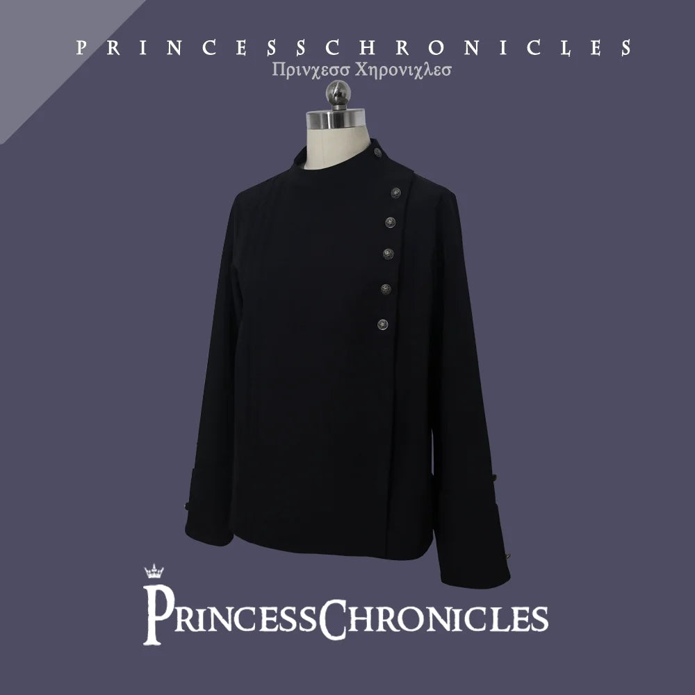 Princess Chronicles - As I Sink West - Retro Ouji Lolita Prince Style Black Blouse