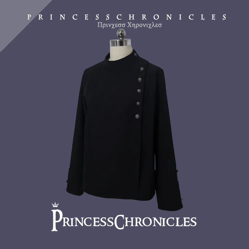 As I Sink West - Retro Ouji Lolita Prince Style Black Blouse XS blouse