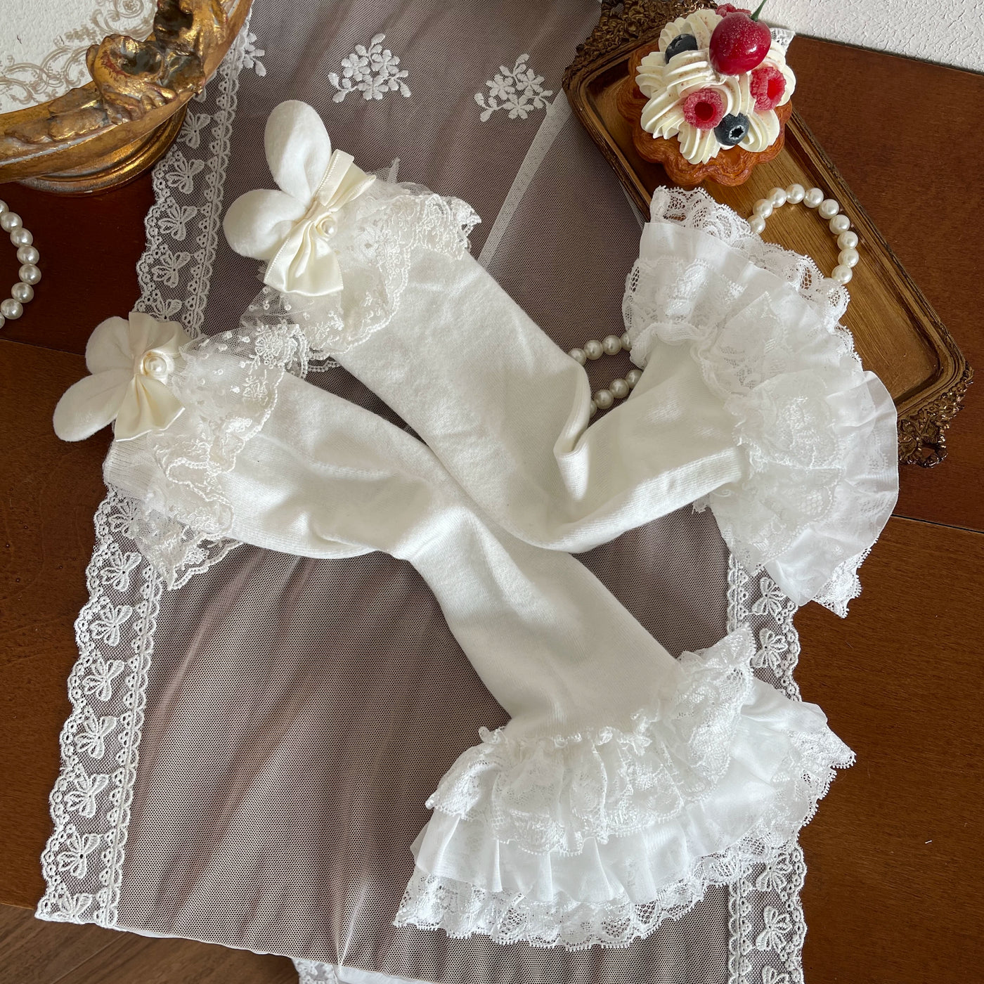 Sock Noble - Doll Music Festival - Over-knee lace stockings, rabbit-ear sock covers, or a pearl-chain leg ring