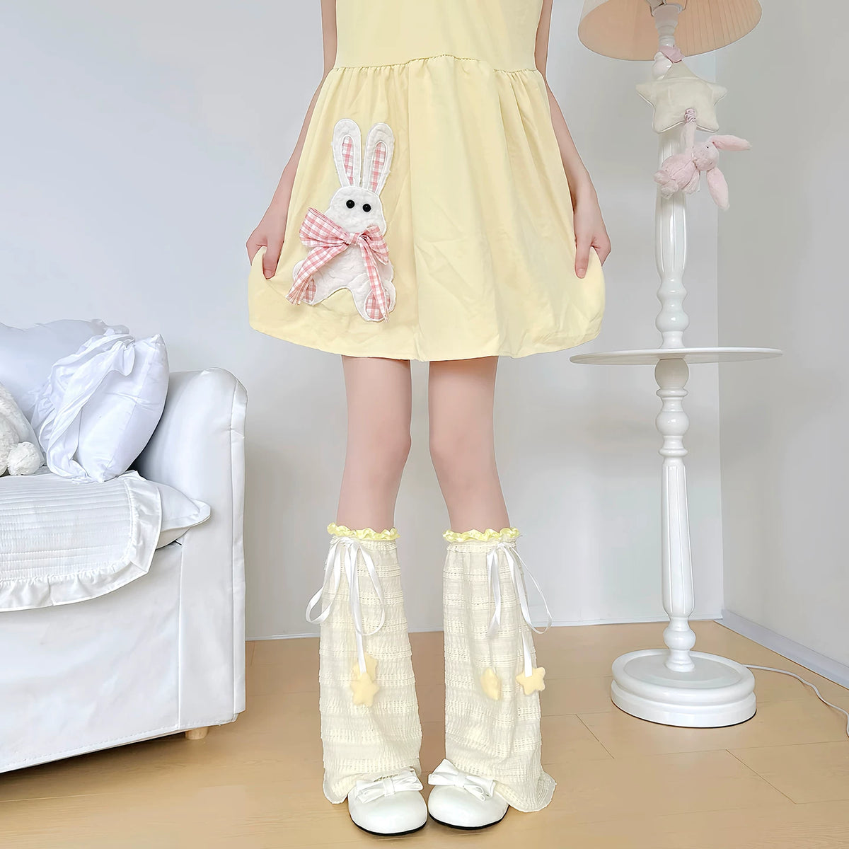 Handmade ribbon and lace Lolita leg warmers and socks - view 10