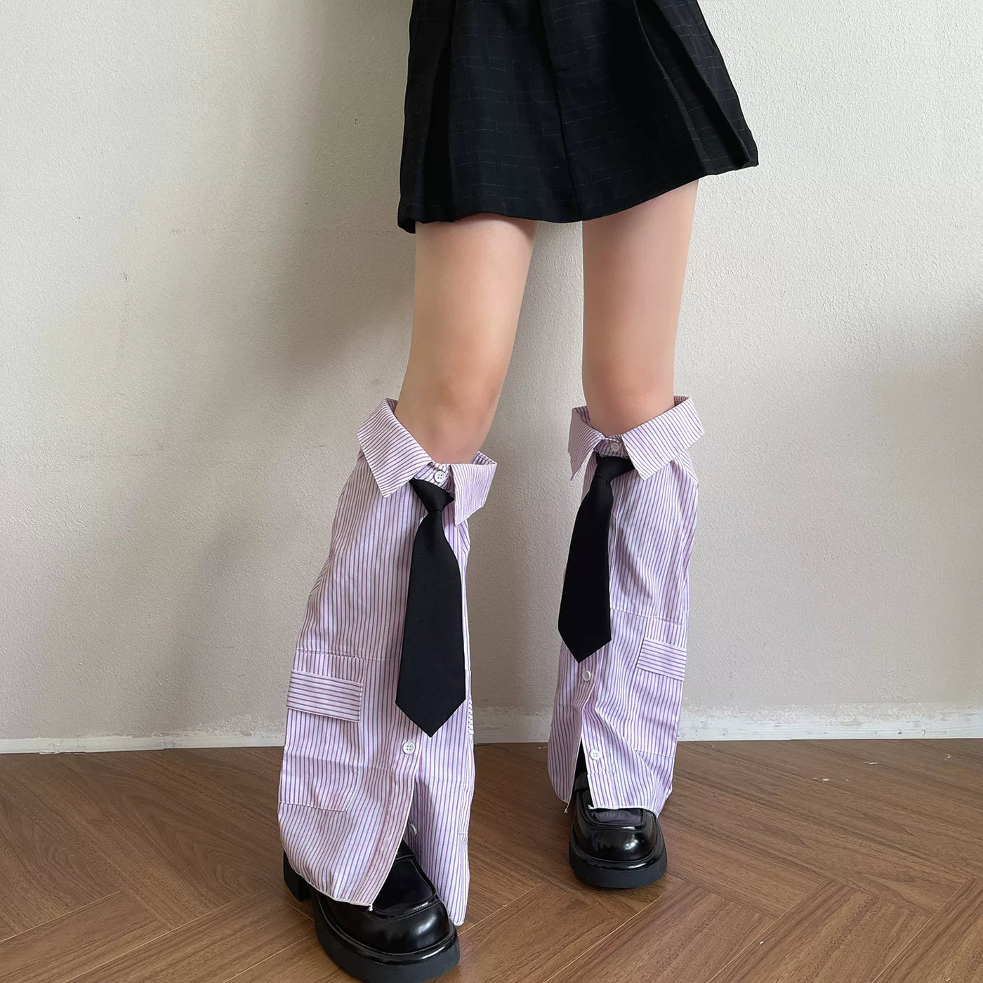 Sock Noble - Striped Tie Layers - Striped Sock Covers with Shirt Collars and Ties