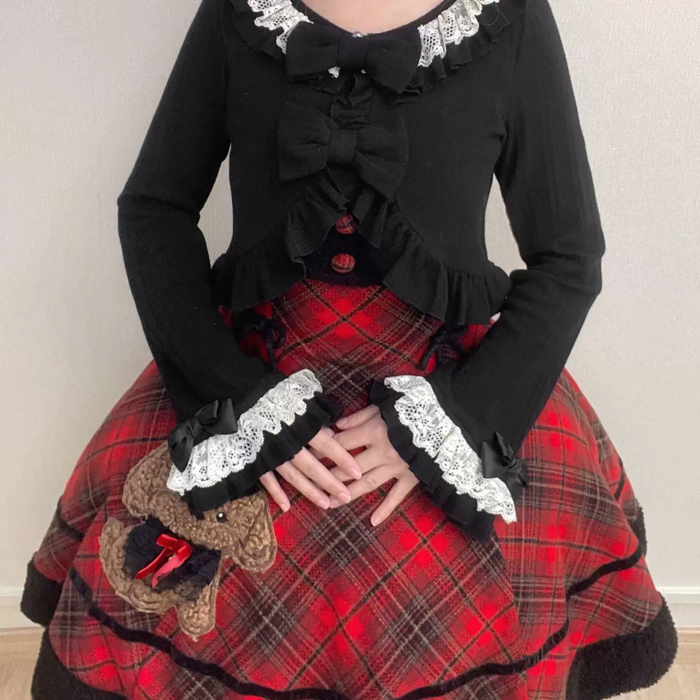 Sweetheart Dream Machine - Ribboned Ruffle - Short Shawl Coat with Ruffled Collar