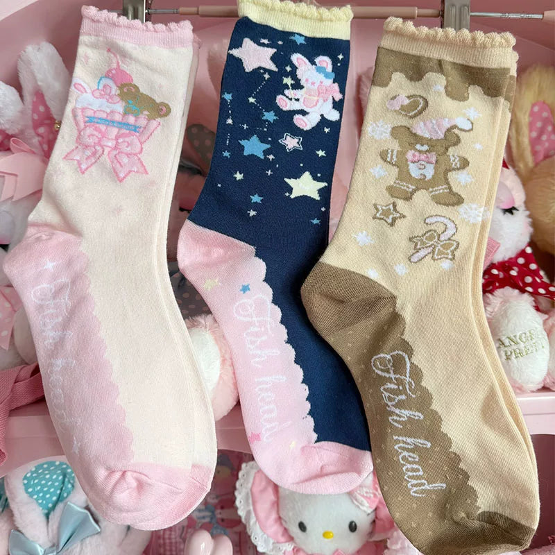 Milky Star Qiaoqiao - Cartoon Motifs - Short-to-Mid-Calf Socks with Cartoon Prints