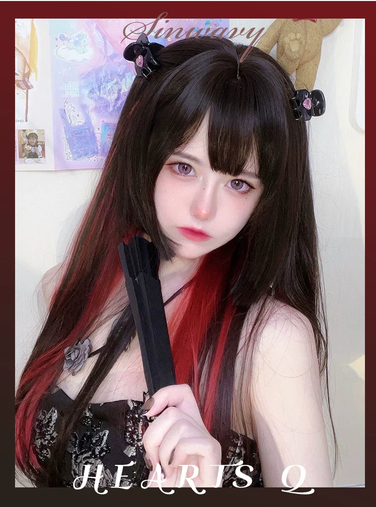 Black straight hime-cut wig with full fringe - view 5