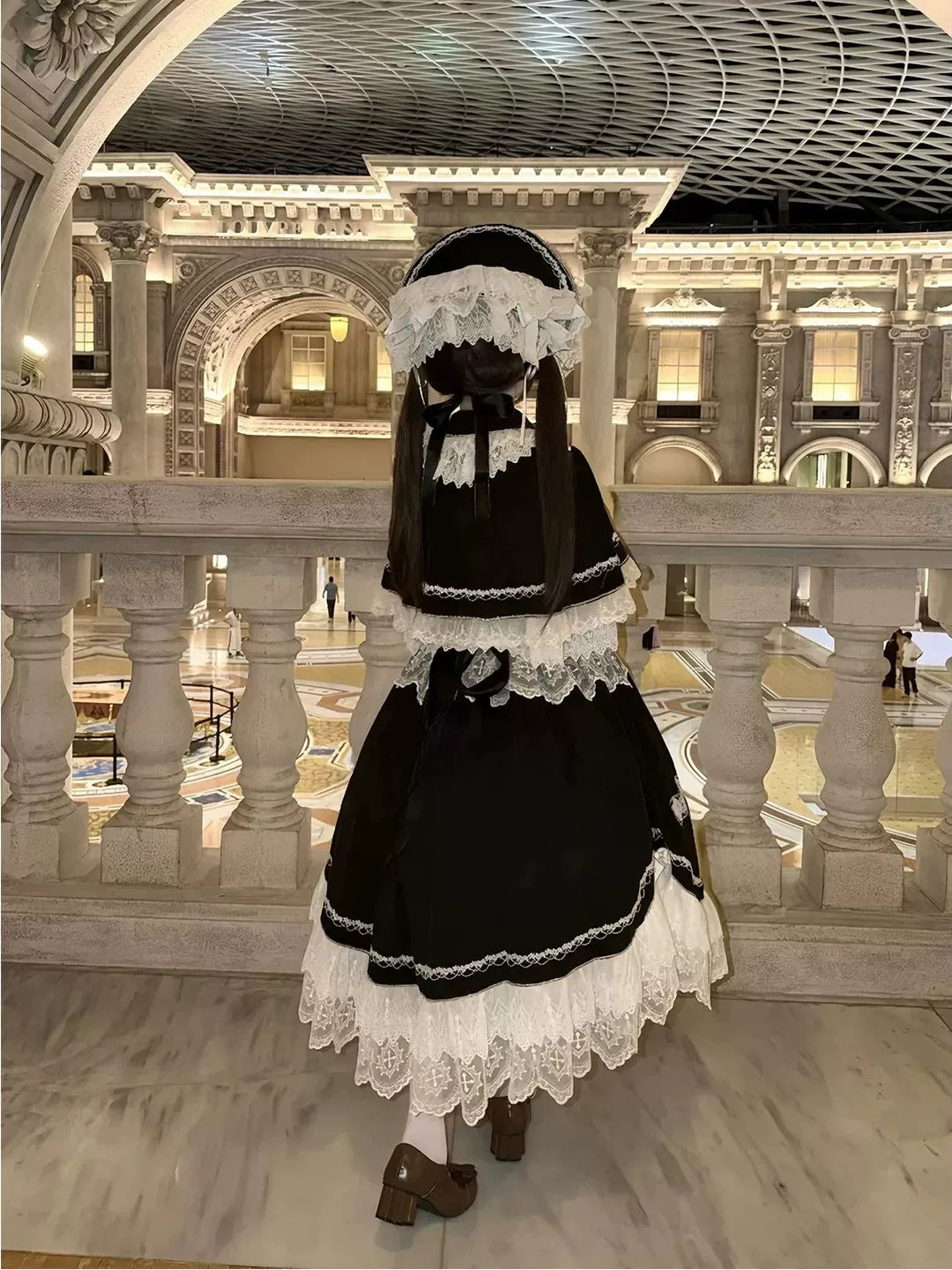Creamy - Angel Type II - Black and White JSK and Cape Set with Cross Motifs