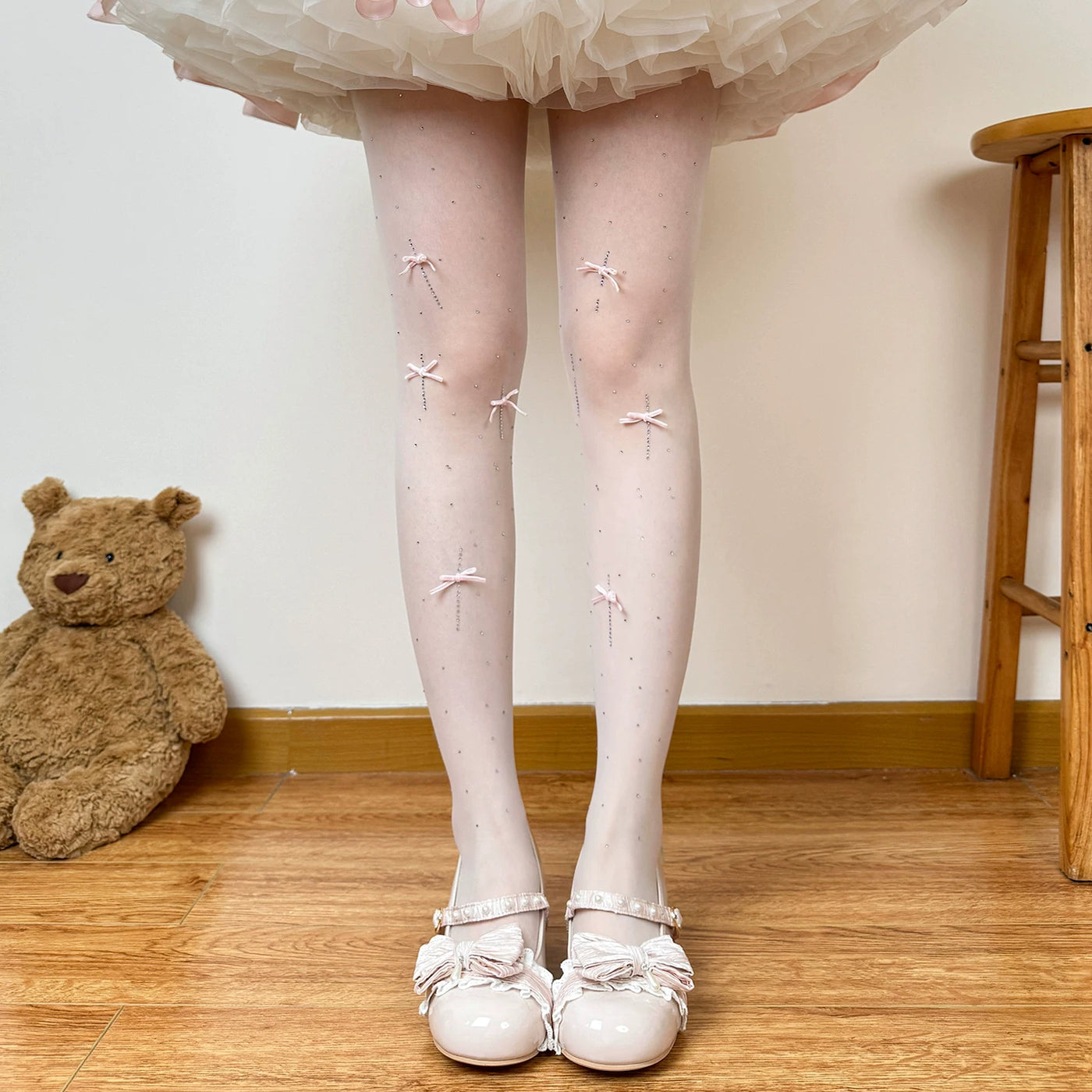 Chubby Bear Tales - Ballet Bow Collection - Tights with Decorative Bow and Motif Variations