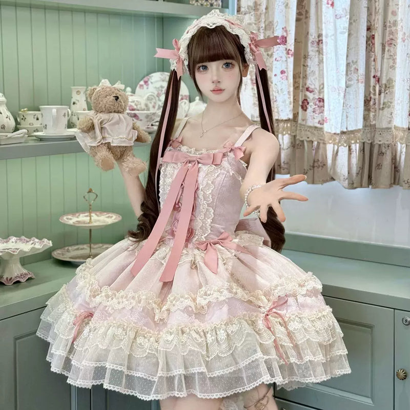Hanguliang Satin Heart Knot Ballet JSK Dress