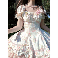 Zhijinyuan - Morning Mist Rose - Floral JSK and OP Dresses - Pink OP / S