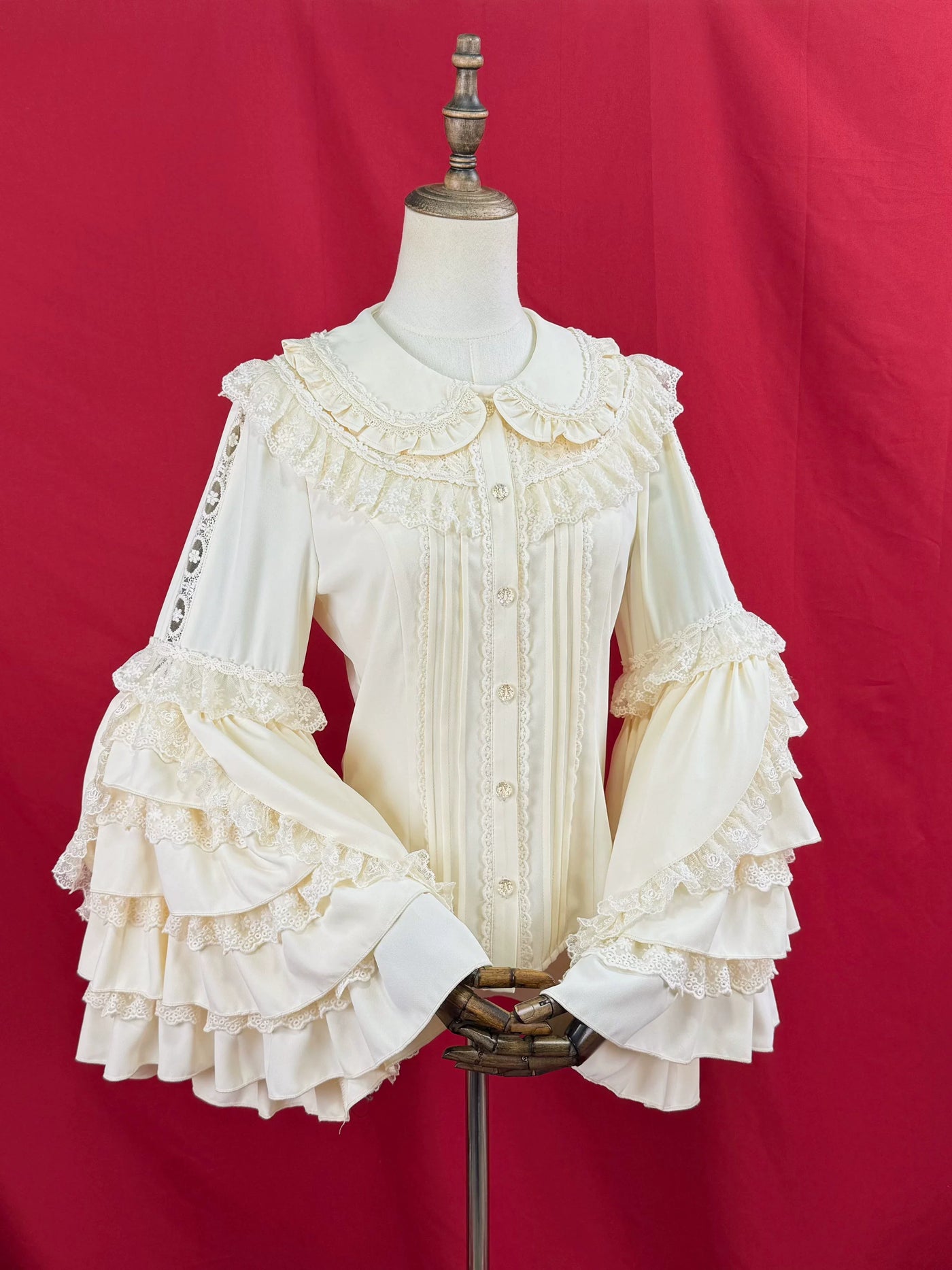 DMFS Lolita - Snow Mochi - Classic Lolita Hime Sleeve Shirt, Lace Accent