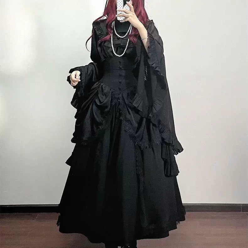 Sweetheart Dream Machine - Sleepwalking - Blouse and Skirt Set with Layered Ruffle Sleeves