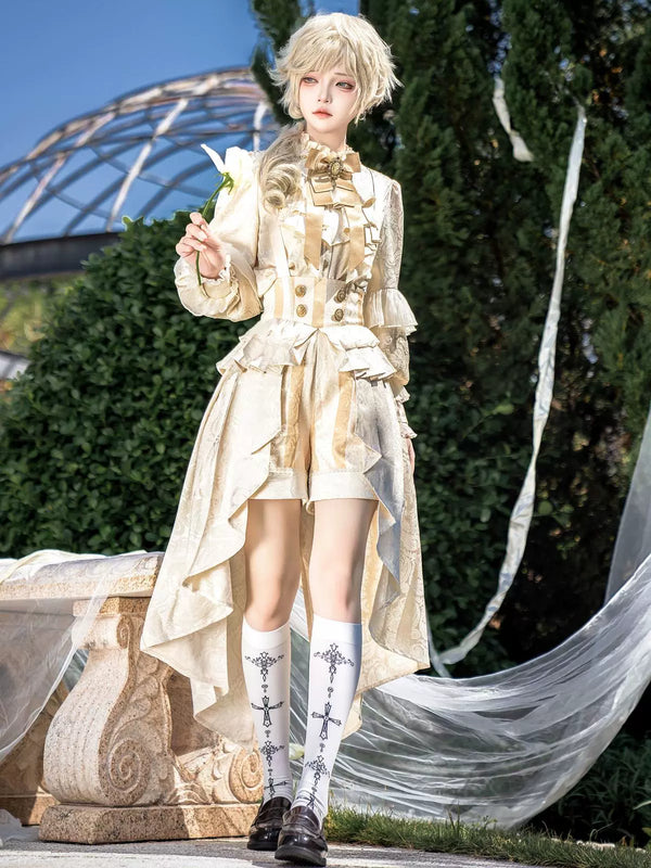 Designer's Gift - Ouji Lolita Suspender Shorts & - Jacquard Shirt Innerwear