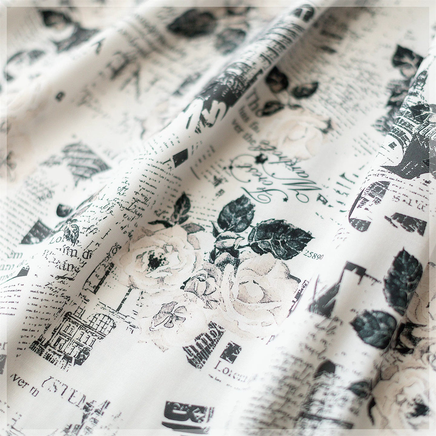 Forest Wardrobe - Forest Holiday - Vintage Classic Lolita Newspaper Printed OP Dress