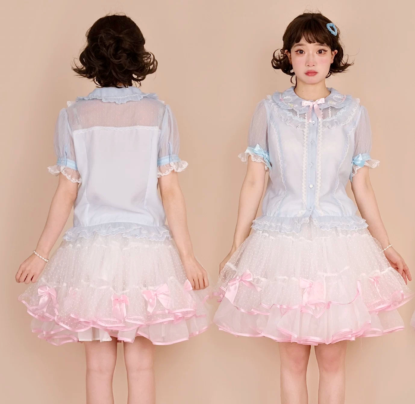 Galette Bunny - Jelly Pop - Short-Sleeve Blouse with lace ruffles
