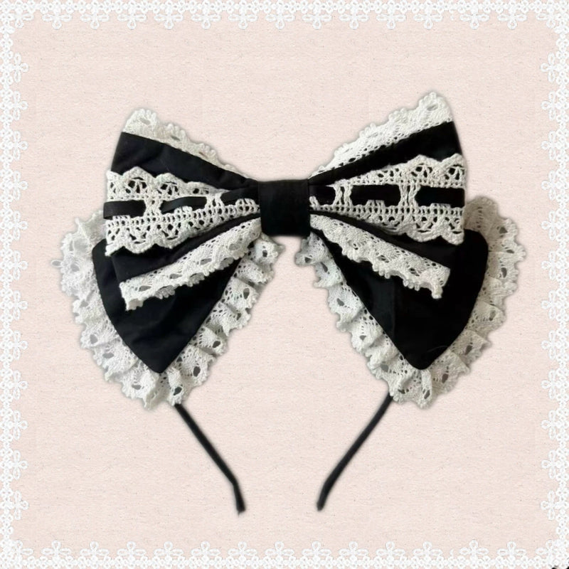 Tata Long Ear - First-Generation Maiden - Black OP Dress with White Lace Trim