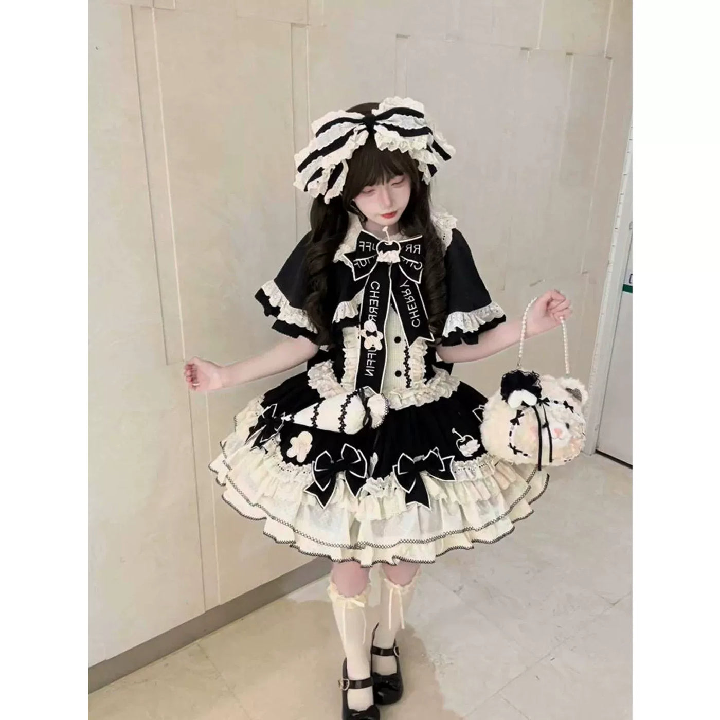 Creamy - Pastry Chef - JSK Dress Set with Ruffled Cape and Train