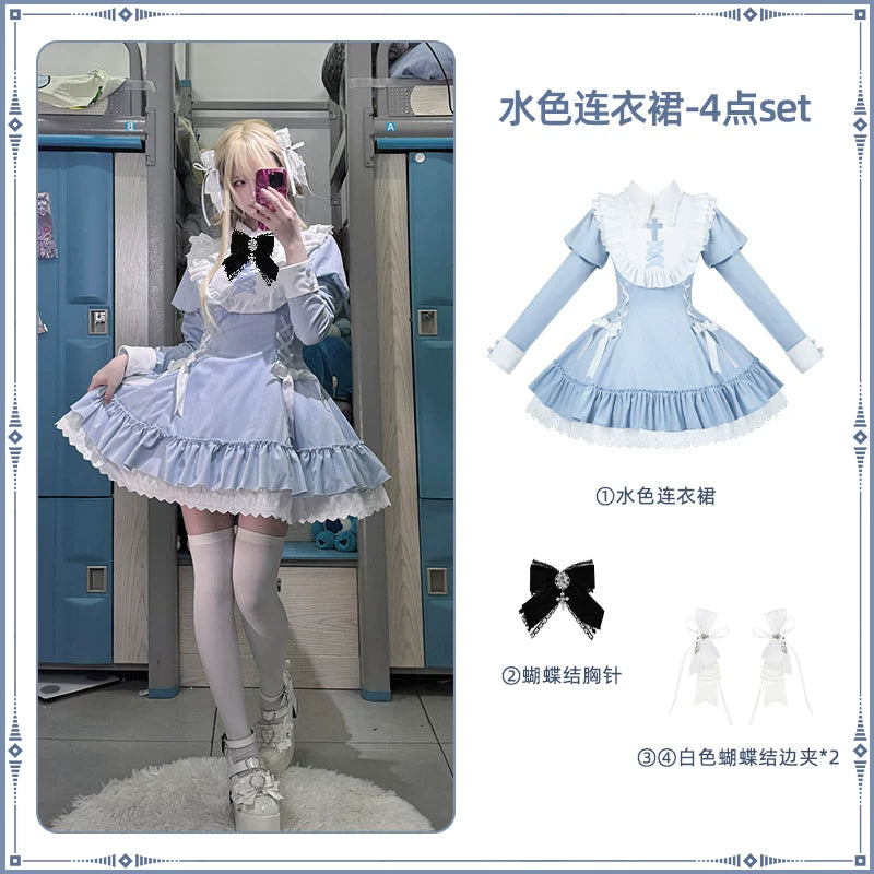 With PUJI - Oxygen Ion - Sweet Lolita OP Dress, Ruffle Trim & Velvet detail view 9