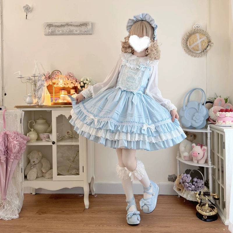 Lady Han Bear Sweetheart JSK dress by Lolita Fetch featuring cute bear print fabric and a charming, sweet design.