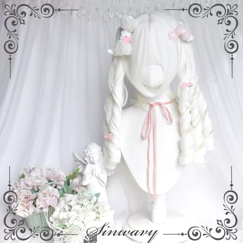 Sinwavy - White Gothic Lolita Wig - Roman Curls & Long Wavy Wig