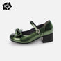 Mocassins brillants verts à talon mi-haut / 34