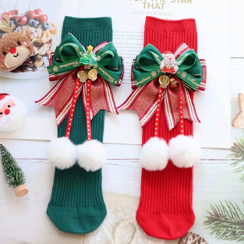Christmas Light-Up Lolita Headwear & Accessory Options — Christmas Two-Tone Socks G